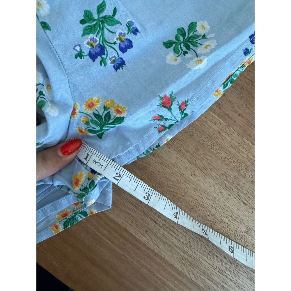 Janie and Jack Girls Blue Floral Smocked Waist Cotton Shorts Size 7